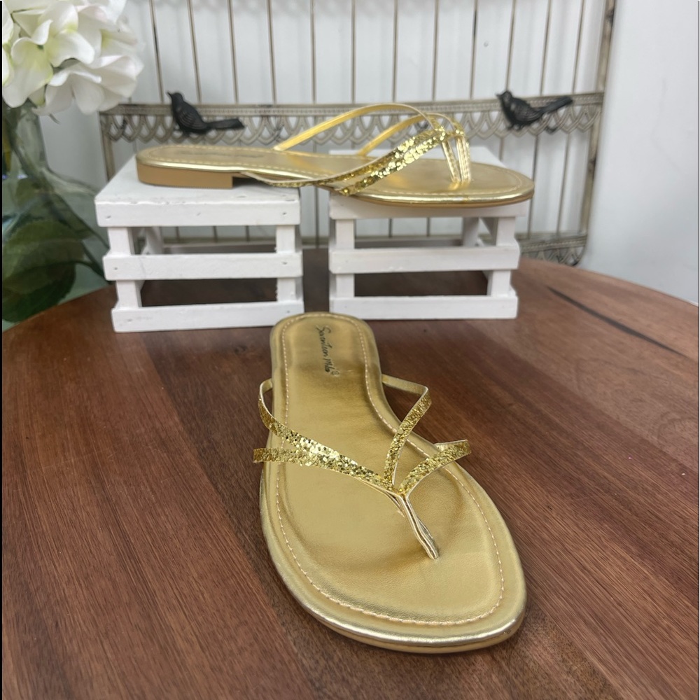 Seventeen Sparkle Womens Slide Thong Sandals Size 8.
